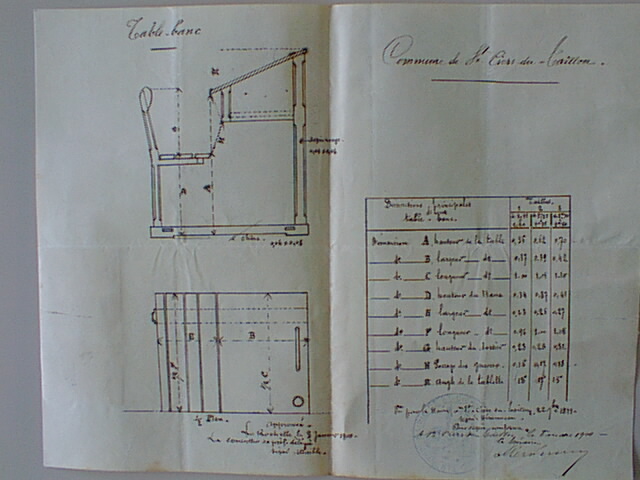 Projet des tables bancs 1900